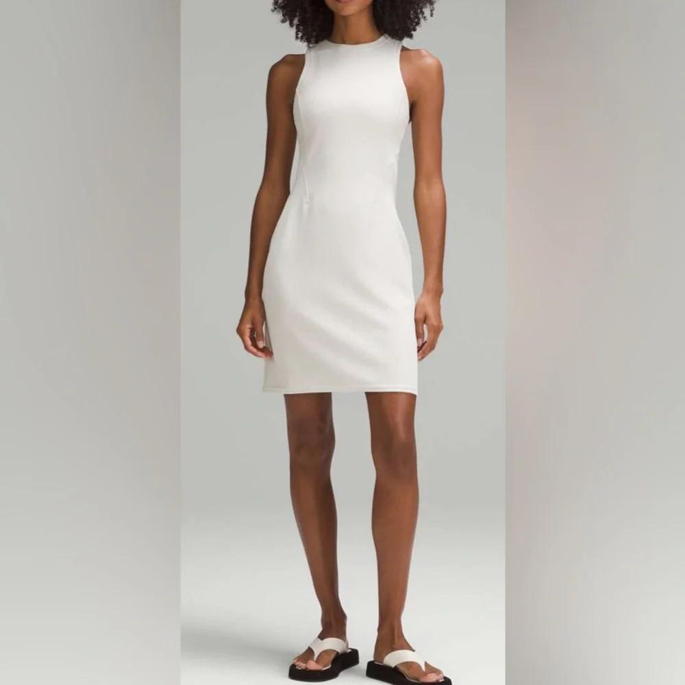 NWOT Lululemon Ribbed Softstreme Slim-Fit Tank Dress Bone